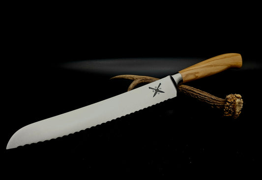 Brotmesser mit Olivenholzgriff – Wellenschliff 355 mm